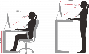 Healthy computer posture, sitting and standing