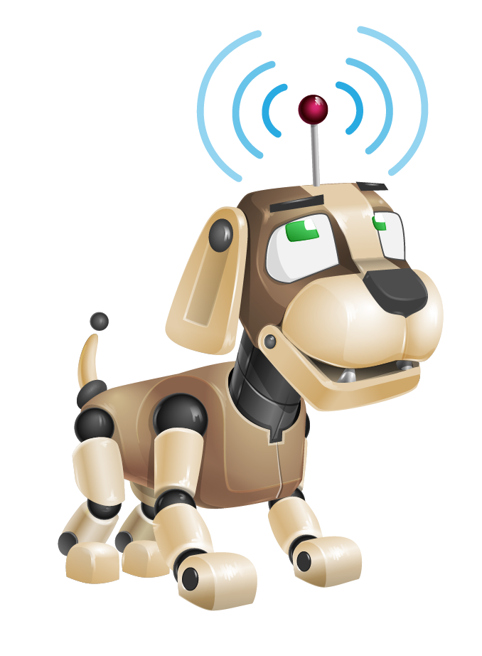 Robot dog with learning antenna